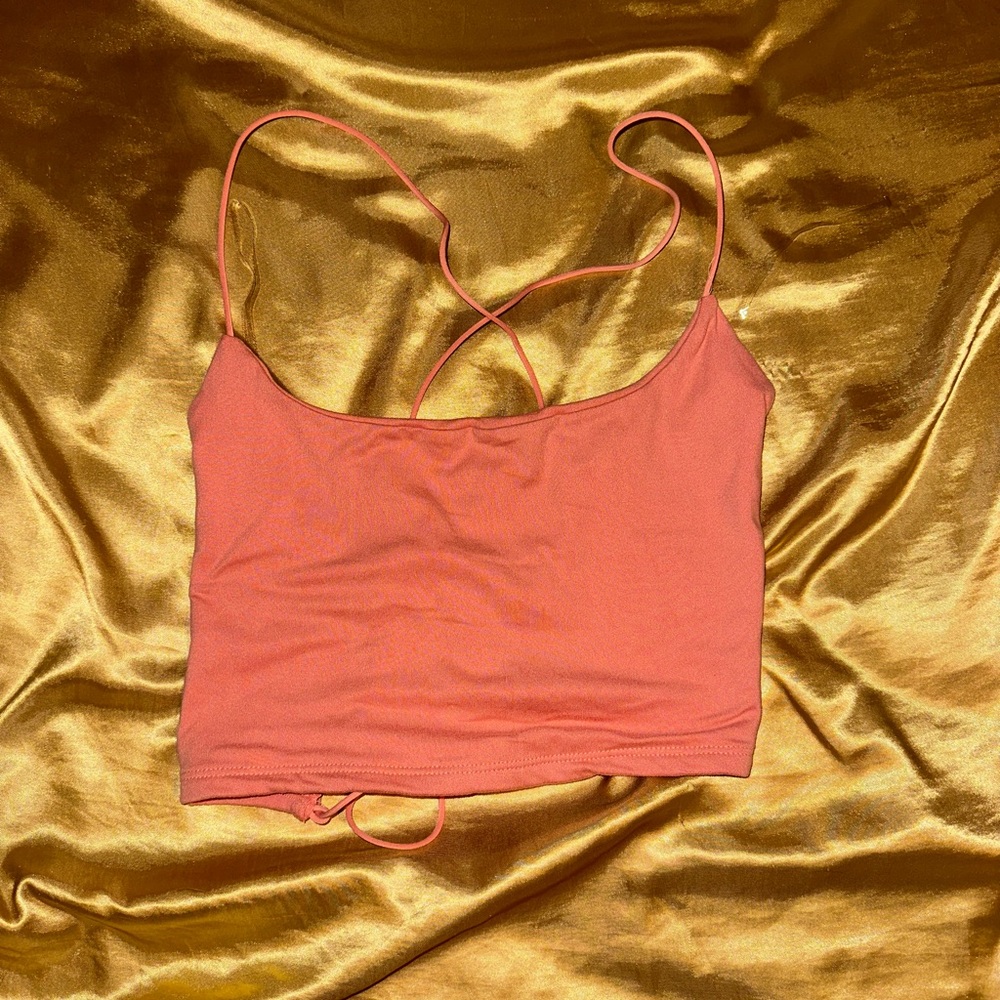 Windsor Coral Strappy Back Crop Top